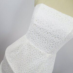 NWT Rare London White Hoop Mini Dress Laser Cut Lace Sz US 8/UK 12  SUPER UNIQUE
